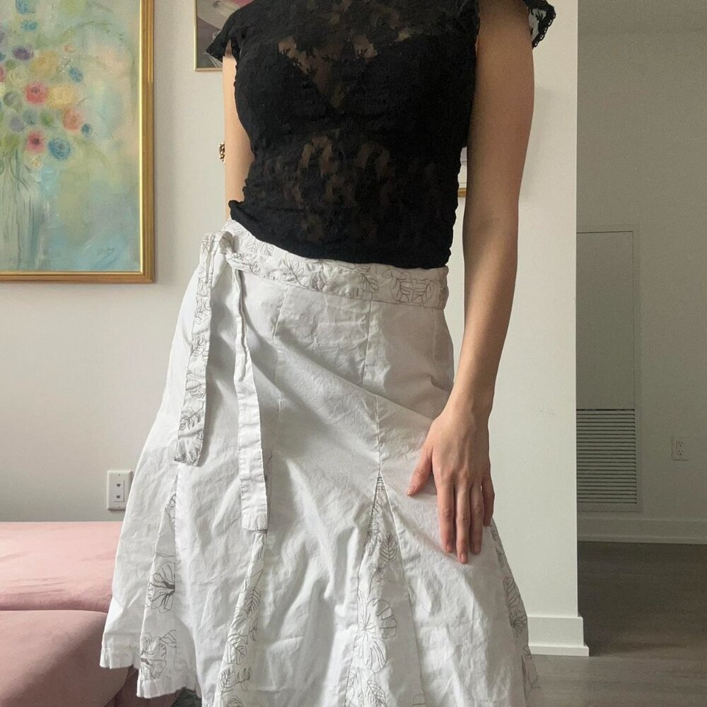 White Cotton Flowy Skirt